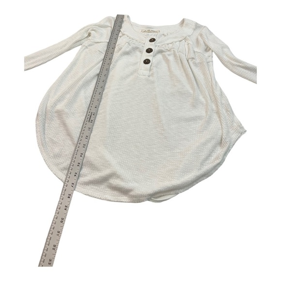 Free People Ivory Waffle Knit Henley Tee XS - Picture 7 of 9